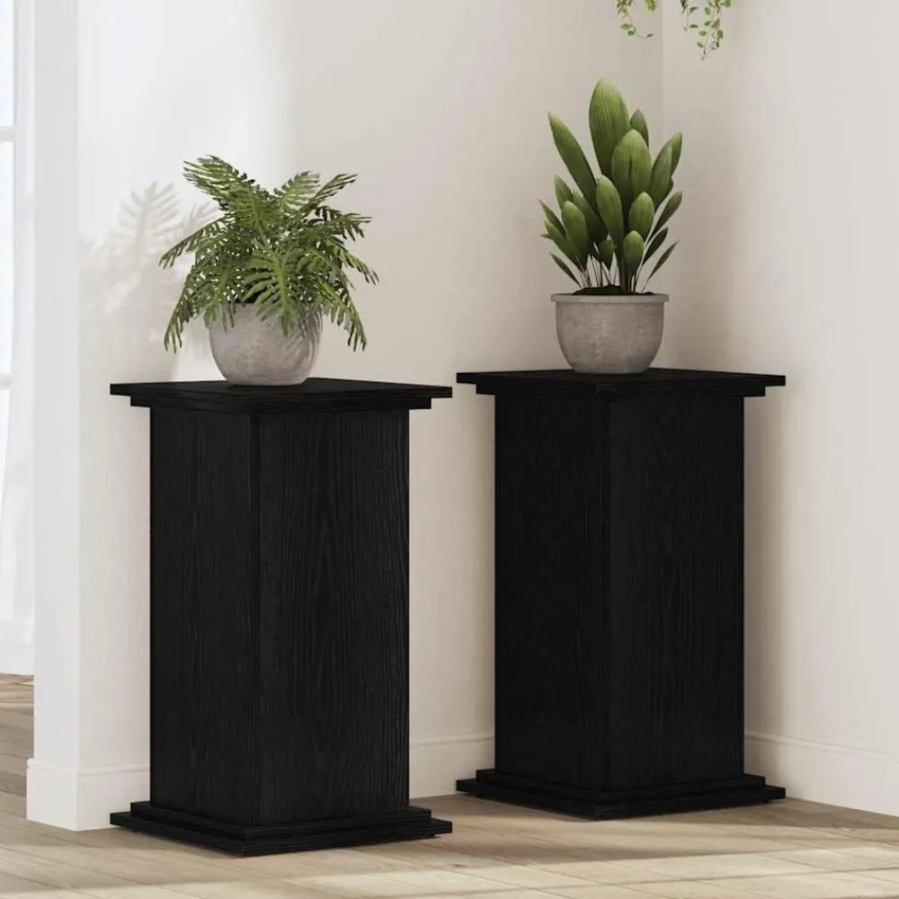 Tuin & Gazon*vidaXL Plantenstandaard 33 x 33 x 60 cm Bewerkt hout Zwart eiken