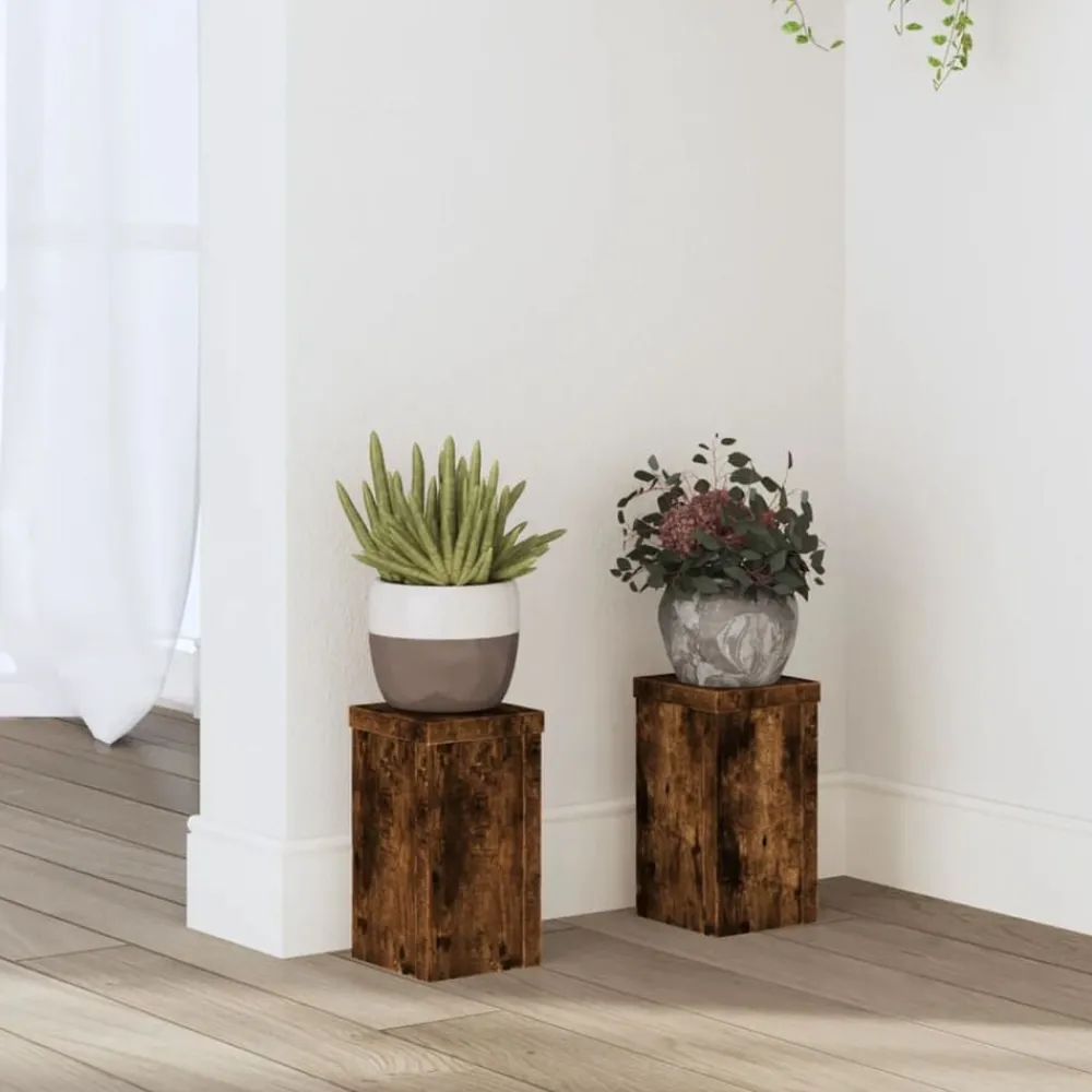 Plantenstandaards 2 st 10x10x18 cm bewerkt hout>vidaXL Discount