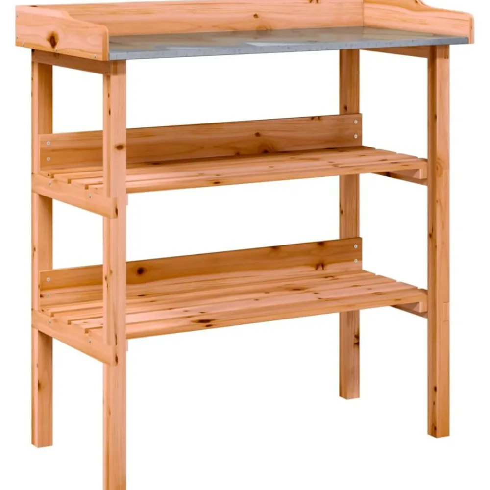 Plantentafel met schappen 78x38x82,5 cm vurenhout>vidaXL New