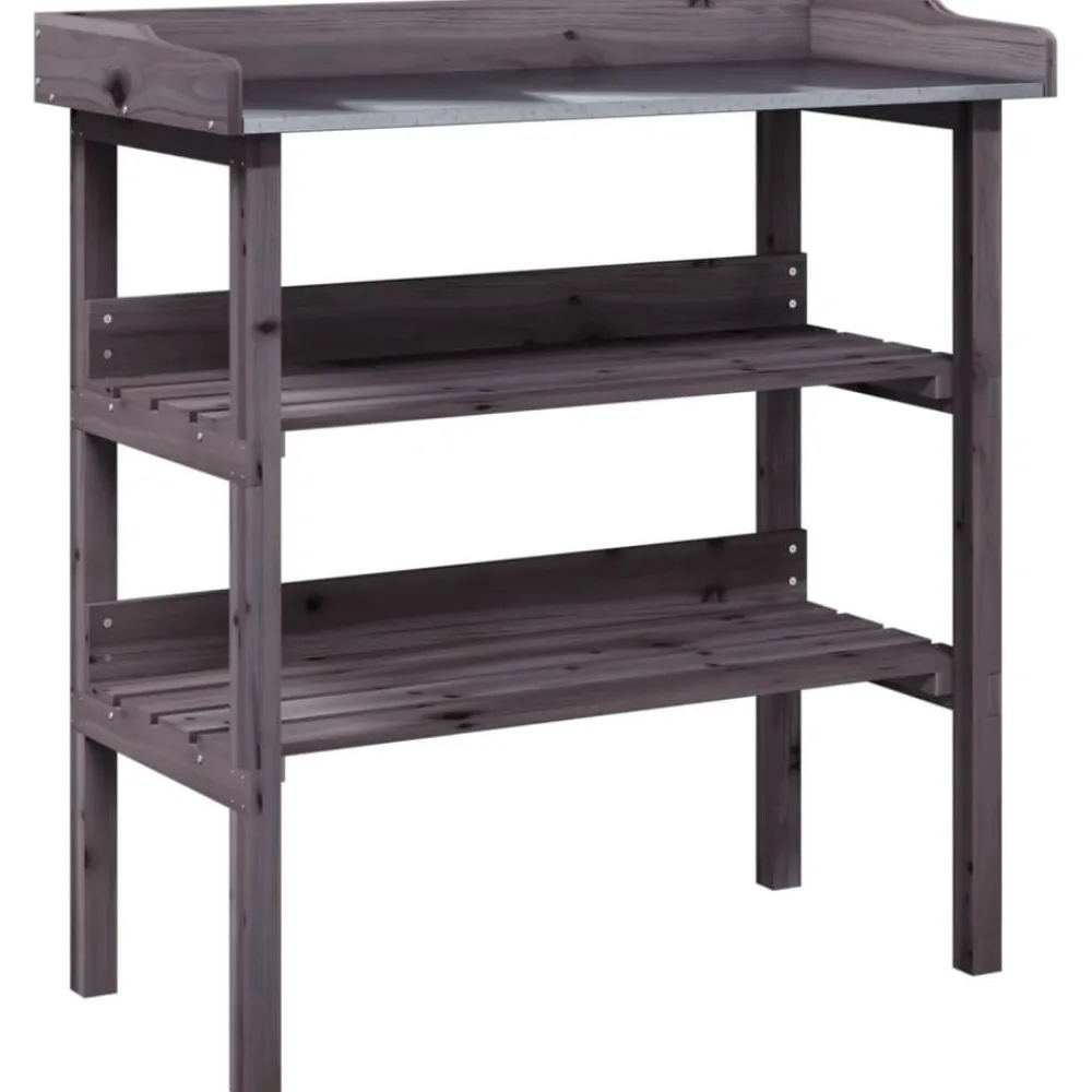 Tuin & Gazon*vidaXL Plantentafel met schappen 78x38x82,5 cm vurenhout Grijs