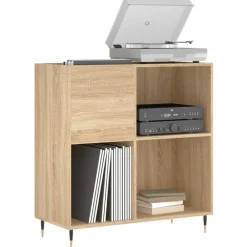 Kasten & Opbergmeubelen*vidaXL Platenkast 84,5x38x89 cm bewerkt hout kleurig Sonoma eiken