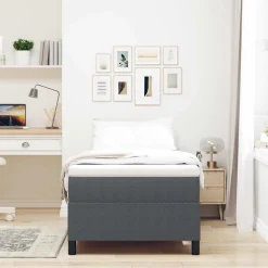 Bedden & Accessoires*vidaXL Platform bedframe 80 x 200 cm Katoen Stof Donkergrijs