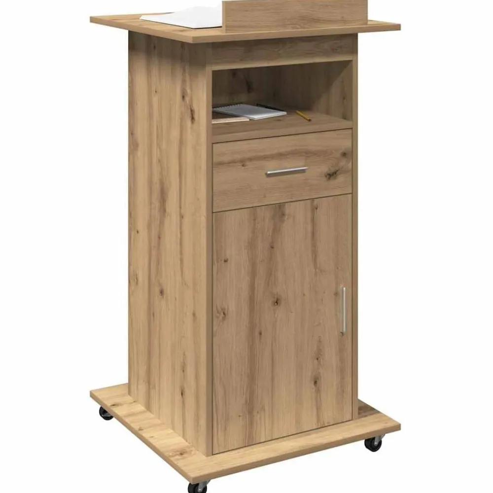 Podium met lade Artisan Eiken 55 x 55 x 107 cm Bewerkt hout>vidaXL