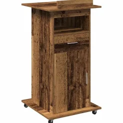 Kantoormeubelen*vidaXL Podium met lade met plank Oudhout 55 x 55 x 107 cm Bewerkt hout Oud hout