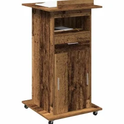 Kantoormeubelen*vidaXL Podium met lade met plank Oudhout 55 x 55 x 107 cm Bewerkt hout Oud hout
