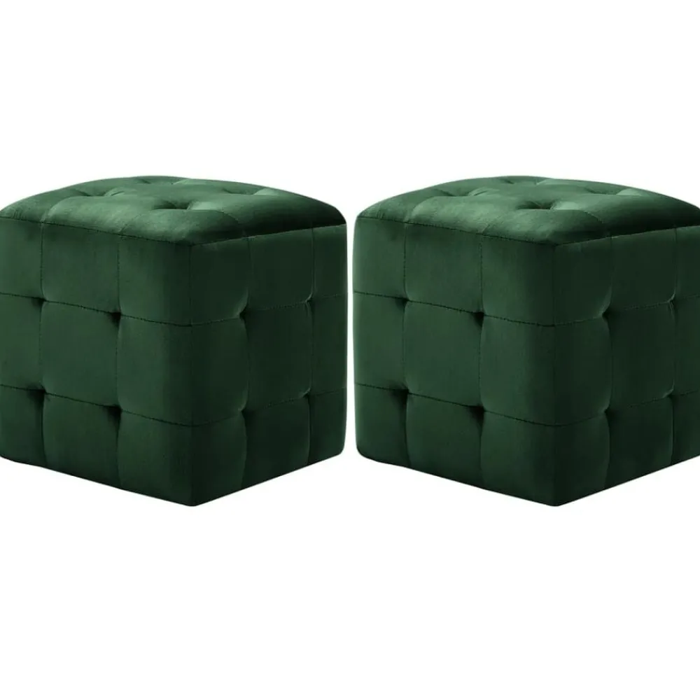 Poefs*vidaXL Poef 2 st 30x30x30 cm fluweel Groen
