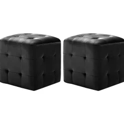 Poefs*vidaXL Poef 2 st 30x30x30 cm fluweel Zwart