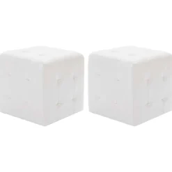 Poefs*vidaXL Poef 2 st 30x30x30 cm kunstleer Wit