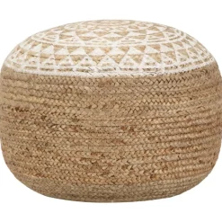 Poefs*vidaXL Poef handgemaakt 45x30 cm jute Wit
