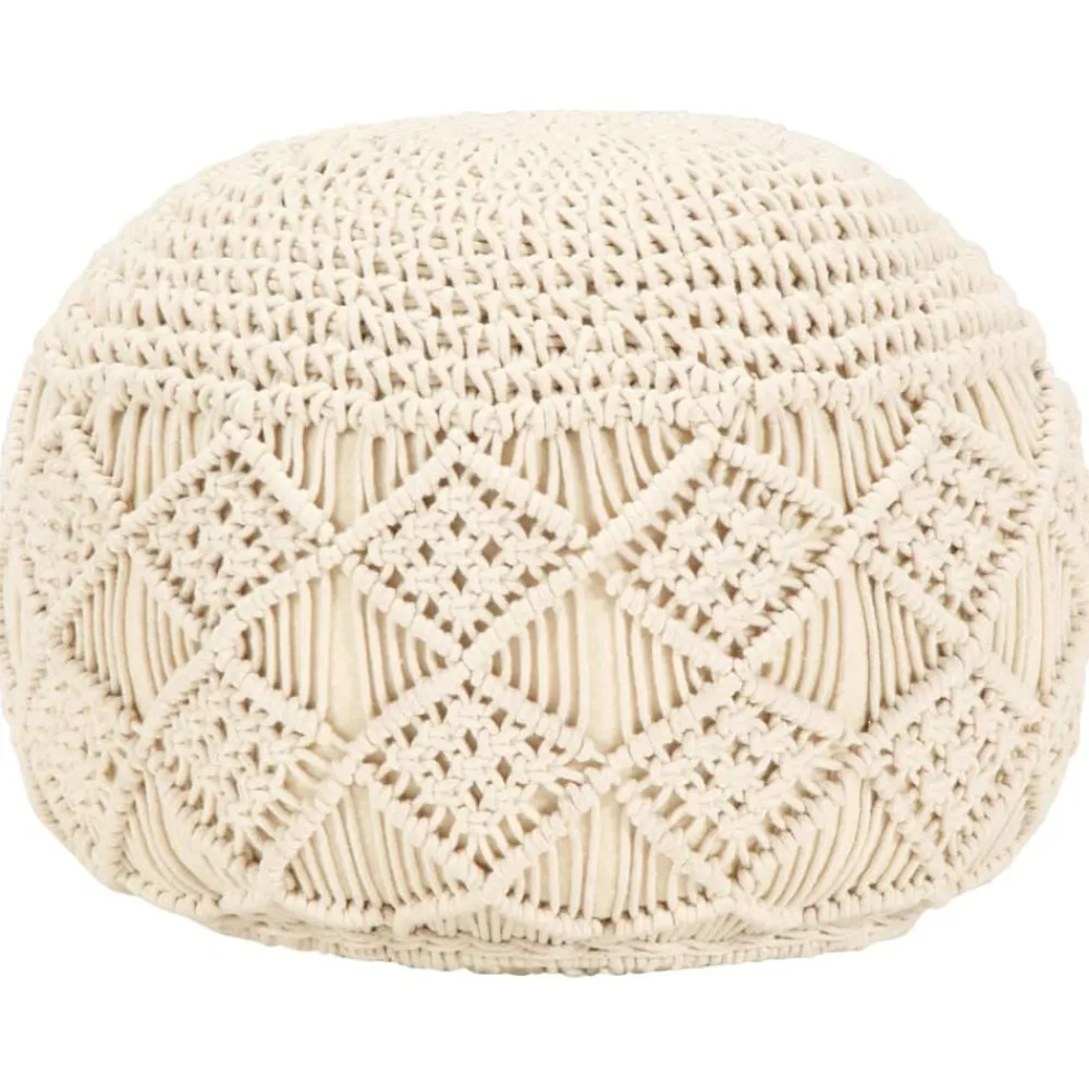 Poefs*vidaXL Poef macramé handgemaakt 45x30 cm katoen Wit