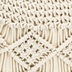 Poefs*vidaXL Poef macramé handgemaakt 45x30 cm katoen Wit