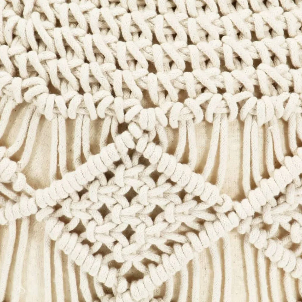Poefs*vidaXL Poef macramé handgemaakt 45x30 cm katoen Wit