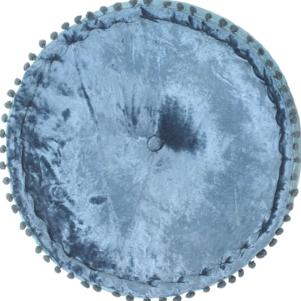 Poefs*vidaXL Poef rond 40x20 cm fluweel blauw