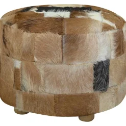 Poef rond 50x50x45 cm geitenleer>vidaXL Discount