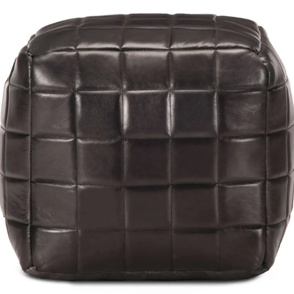 Poef 40x40x40 cm echt geitenleer zwart>vidaXL Outlet
