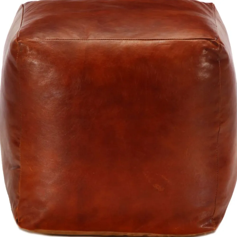 Poef 40x40x40 cm echt geitenleer>vidaXL Sale