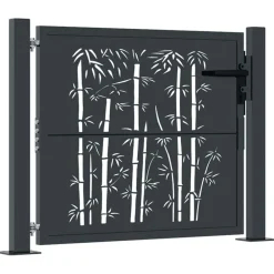 Tuinafscheidingen*vidaXL Poort met bamboe-ontwerp 100x75 cm staal antracietkleurig