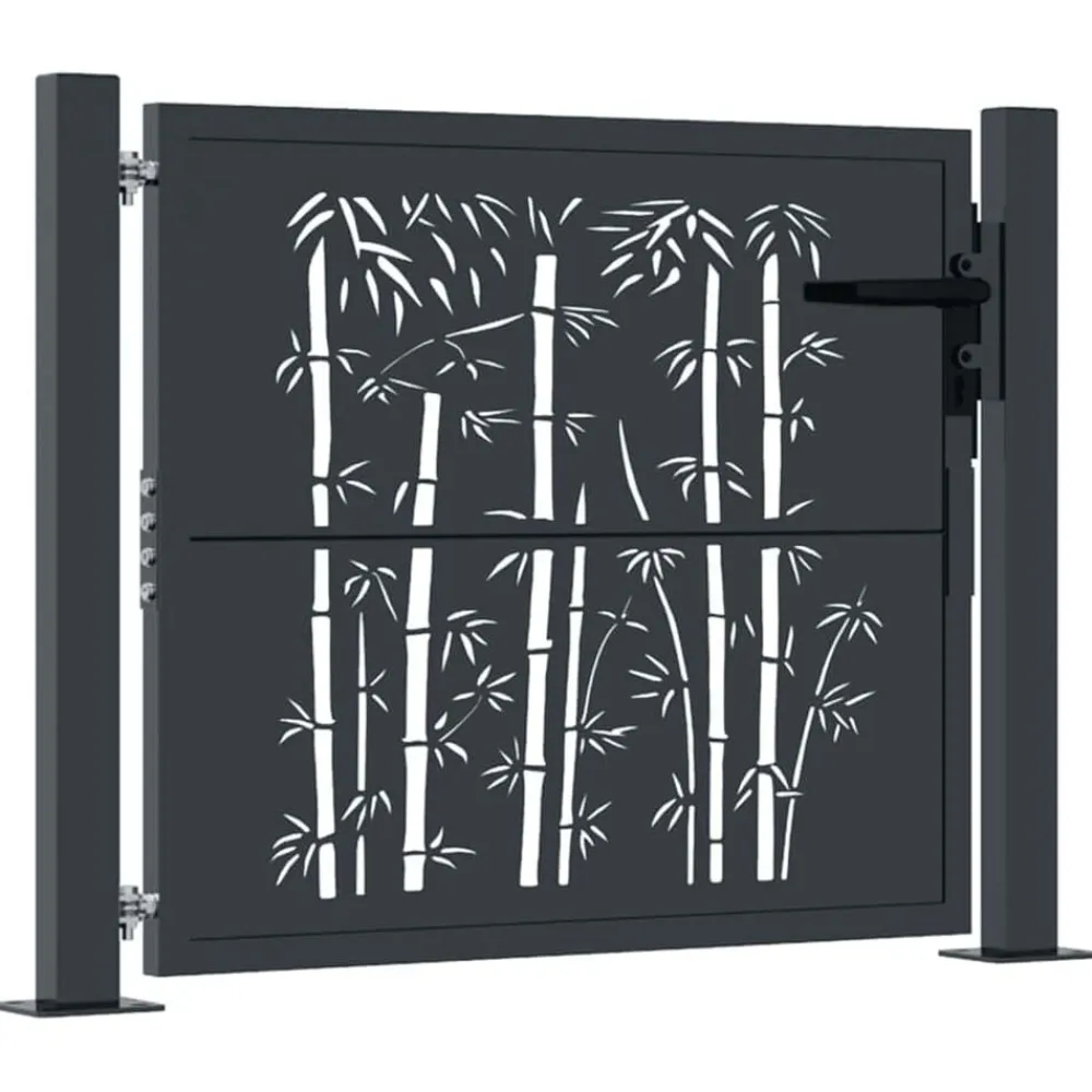 Tuinafscheidingen*vidaXL Poort met bamboe-ontwerp 100x75 cm staal antracietkleurig