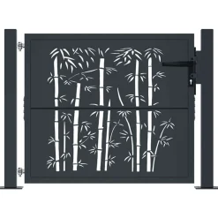 Tuinafscheidingen*vidaXL Poort met bamboe-ontwerp 100x75 cm staal antracietkleurig