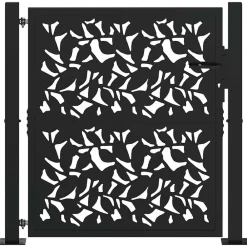 Tuinafscheidingen*vidaXL Poort met bladontwerp 100x100 cm staal zwart Staal/Zwart