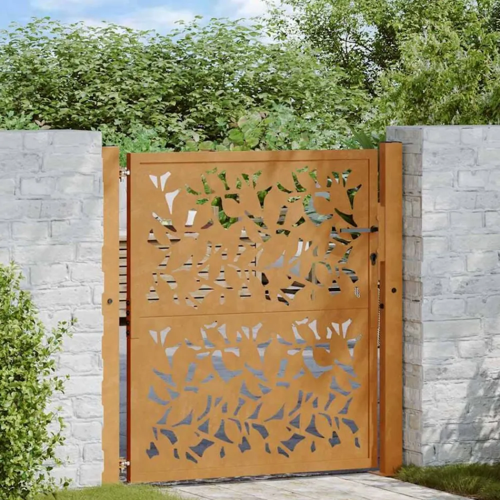 Poort met bladontwerp 100x100 cm weervast staal>vidaXL Best