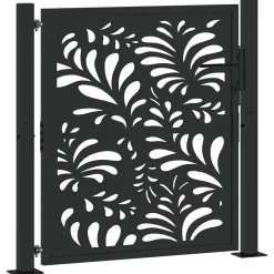 Tuinafscheidingen*vidaXL Poort met golfontwerp 100x100 cm staal zwart Staal/Zwart