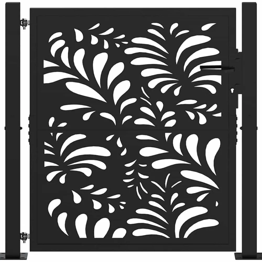 Tuinafscheidingen*vidaXL Poort met golfontwerp 100x100 cm staal zwart Staal/Zwart