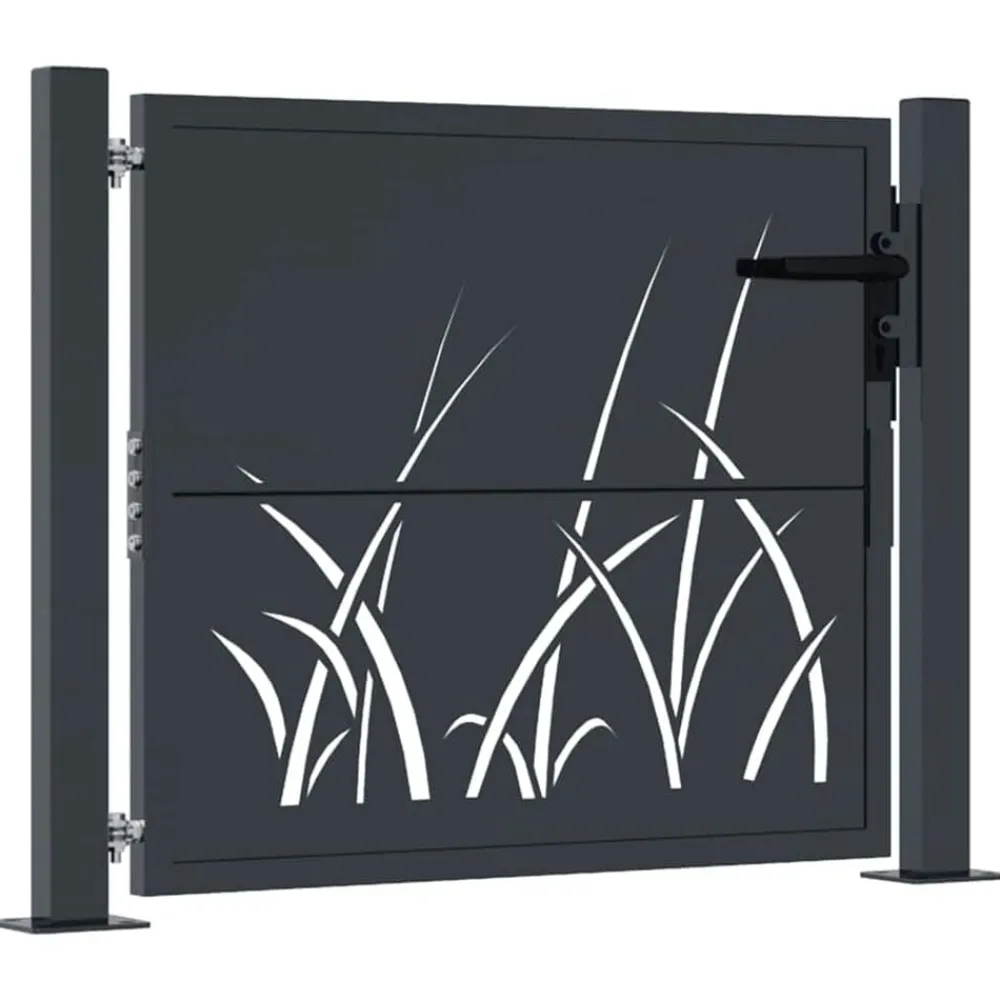 Tuinafscheidingen*vidaXL Poort met grasontwerp 100x75 cm staal antracietkleurig