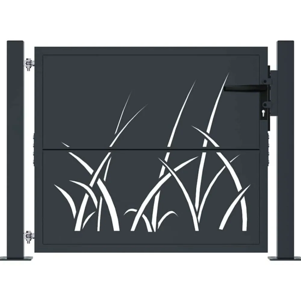 Tuinafscheidingen*vidaXL Poort met grasontwerp 100x75 cm staal antracietkleurig