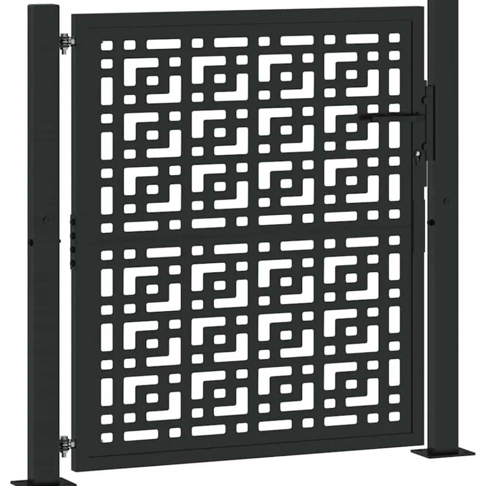 Poort met kruisontwerp 100x100 cm staal zwart>vidaXL Discount