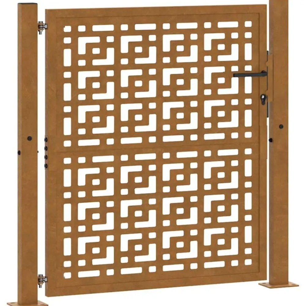 Tuinafscheidingen*vidaXL Poort met kruisontwerp 100x100 cm weervast staal Cortenstaal/Bruin