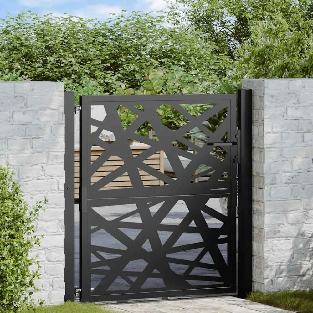 Poort met lichtontwerp 100x100 cm staal zwart>vidaXL Best