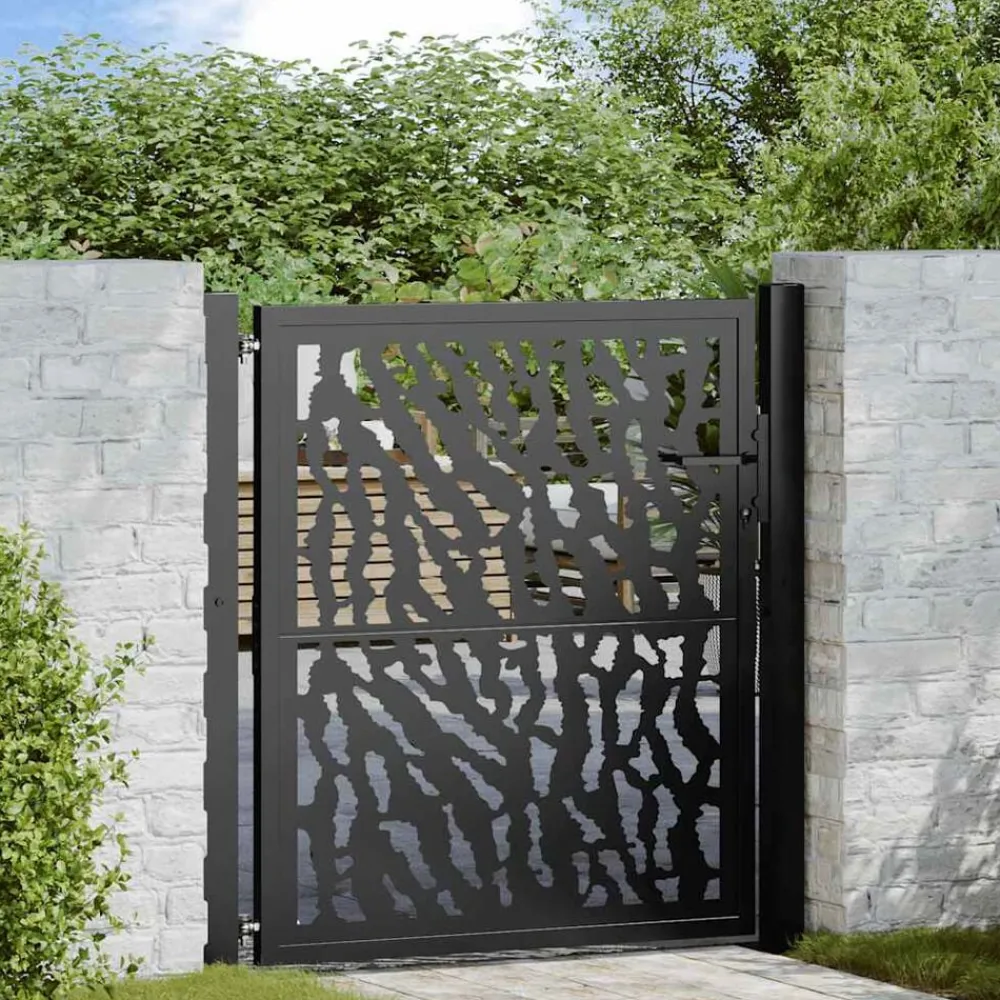 Poort met sporenontwerp 100x100 cm staal zwart>vidaXL Clearance