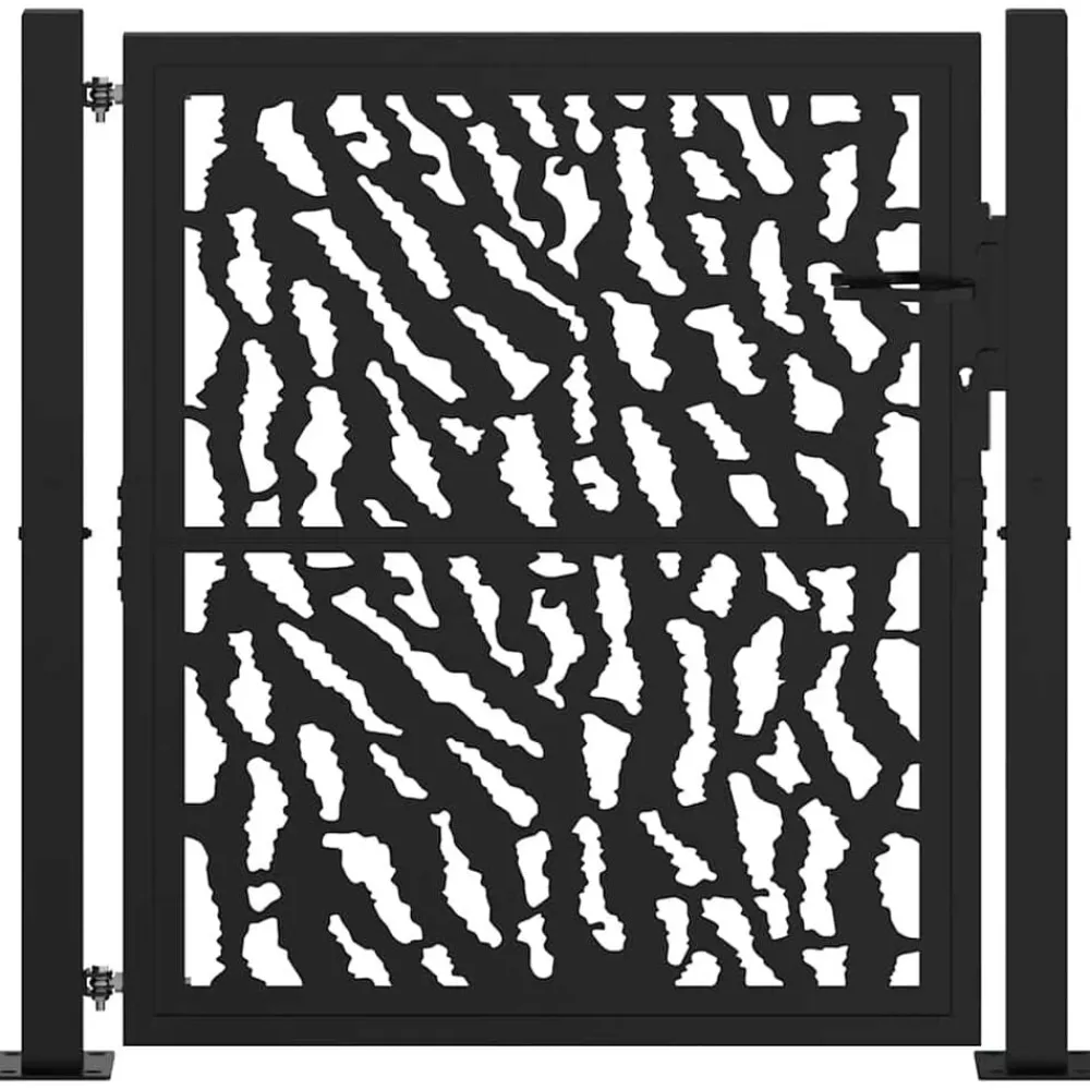 Poort met sporenontwerp 100x100 cm staal zwart>vidaXL Clearance