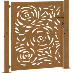Tuinafscheidingen*vidaXL Poort met vlamontwerp 100x100 cm weervast staal Cortenstaal/Bruin
