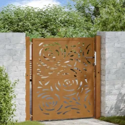 Tuinafscheidingen*vidaXL Poort met vlamontwerp 100x100 cm weervast staal Cortenstaal/Bruin