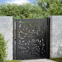 Tuinafscheidingen*vidaXL Poort met vlamontwerp 100x100 cm staal zwart Staal/Zwart