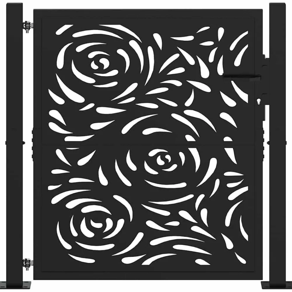 Tuinafscheidingen*vidaXL Poort met vlamontwerp 100x100 cm staal zwart Staal/Zwart