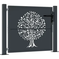 Poort 100x75 cm met boomontwerp staal antracietkleurig>vidaXL Discount