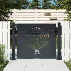 Poort 100x75 cm met boomontwerp staal antracietkleurig>vidaXL Discount