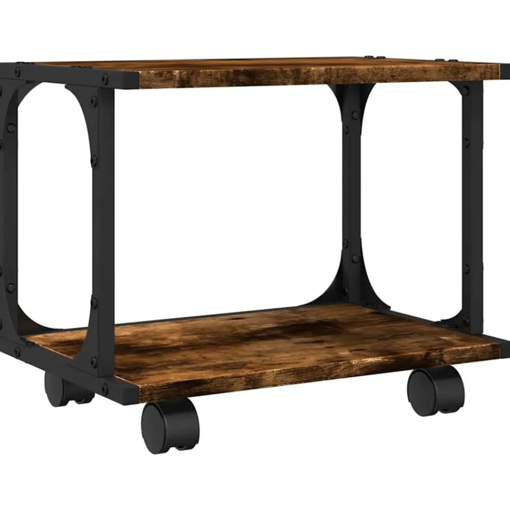 Elektronica*vidaXL Printerkastje 2-laags 41x28x33,5 cm bewerkt hout Gerookt eiken