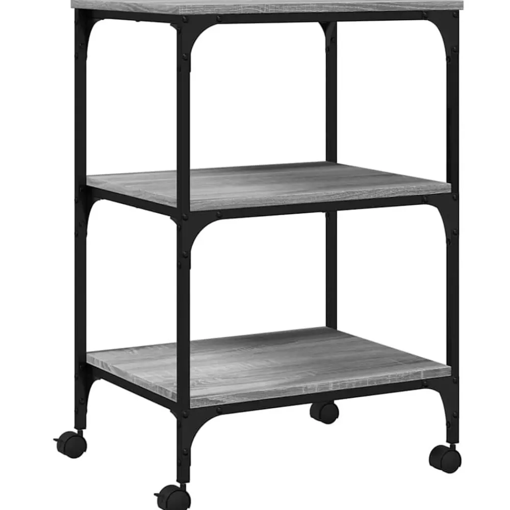 Printerkastje 3-laags 50x41x75 cm bewerkt hout>vidaXL New