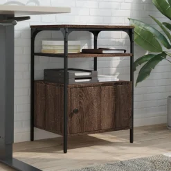 Printerkastje 3-laags 50x40x76 cm bewerkt hout bruin eiken><noscript><img width=
