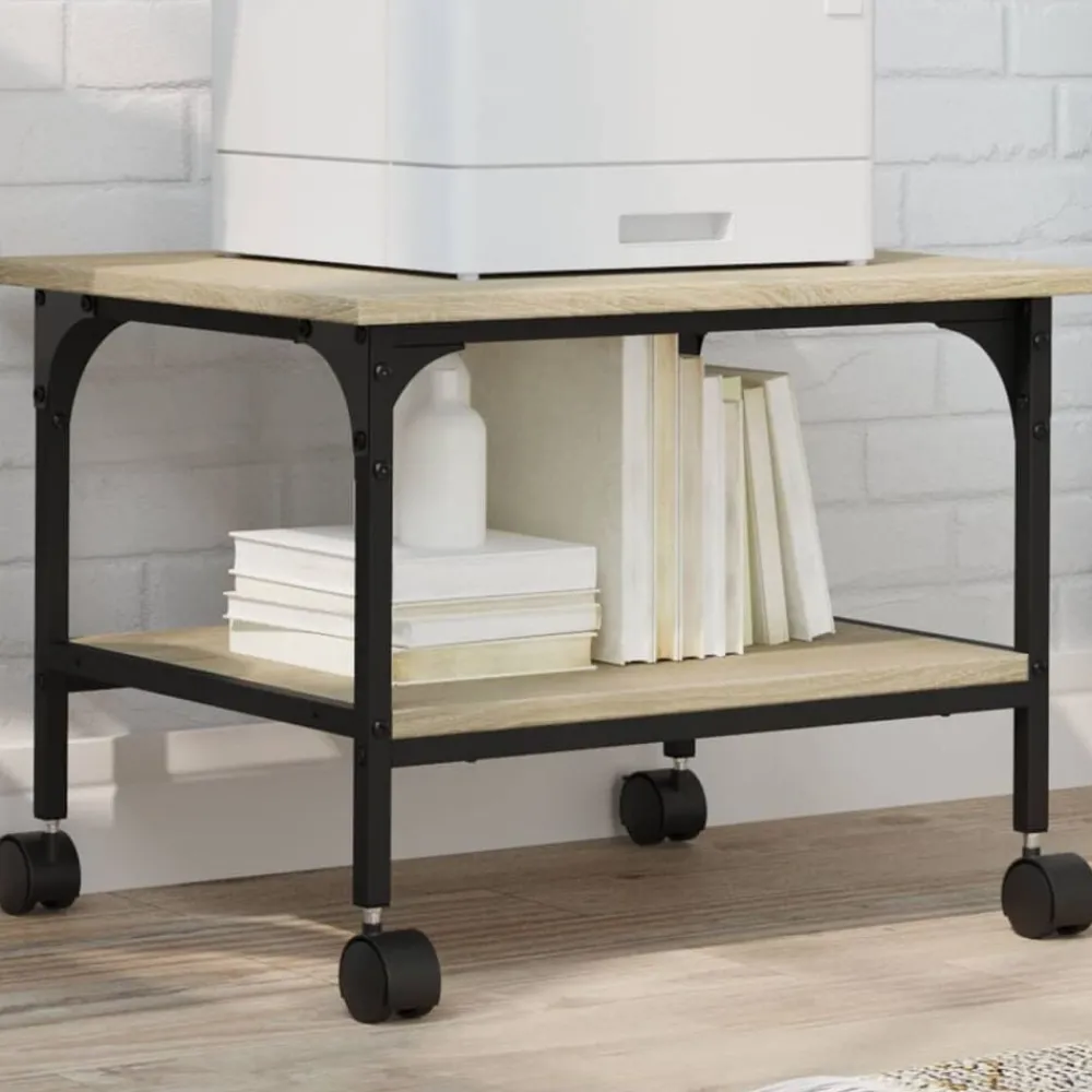 Printerkastje 2-laags 50x40x38 cm bewerkt hout>vidaXL Hot