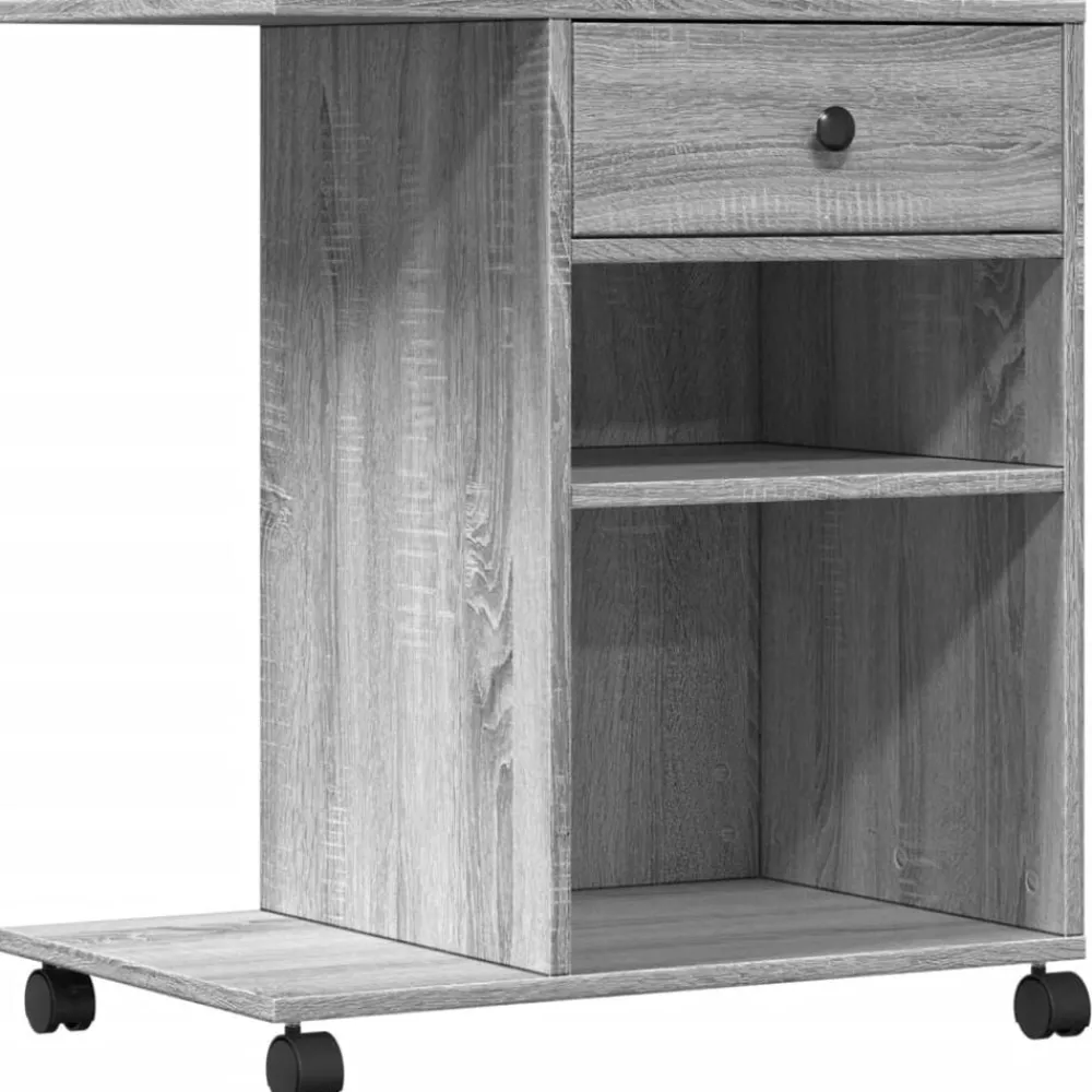 Elektronica*vidaXL Printerkastje met wielen 60x40x68,5 cm eikenkleur Grijs sonoma