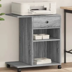Elektronica*vidaXL Printerkastje met wielen 60x40x68,5 cm eikenkleur Grijs sonoma