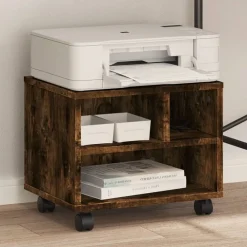 Elektronica*vidaXL Printerkastje met wielen 41x32x34,5 cm kleurig Gerookt eiken