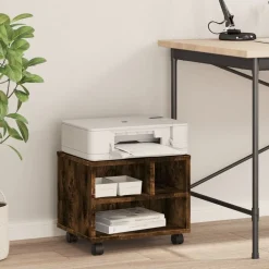 Elektronica*vidaXL Printerkastje met wielen 41x32x34,5 cm kleurig Gerookt eiken