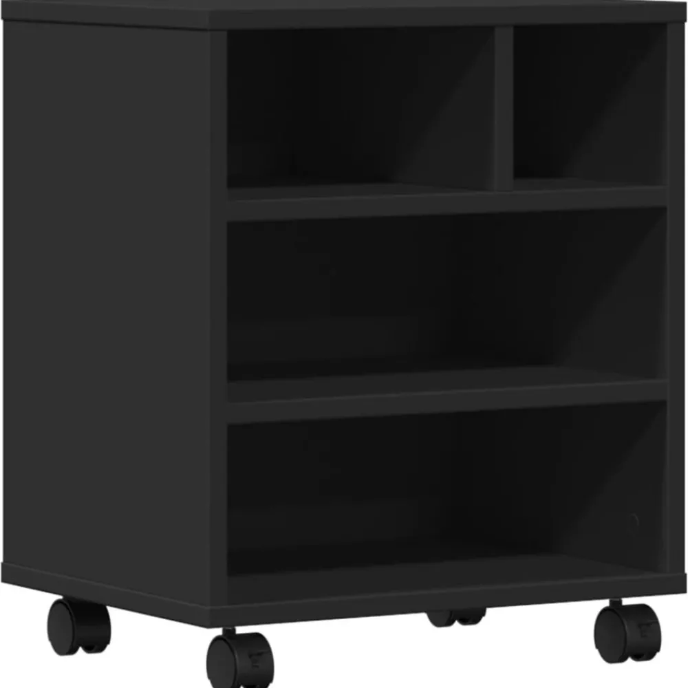 Elektronica*vidaXL Printerkastje met wielen 41x32x48 cm Zwart