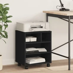 Elektronica*vidaXL Printerkastje met wielen 41x32x48 cm Zwart